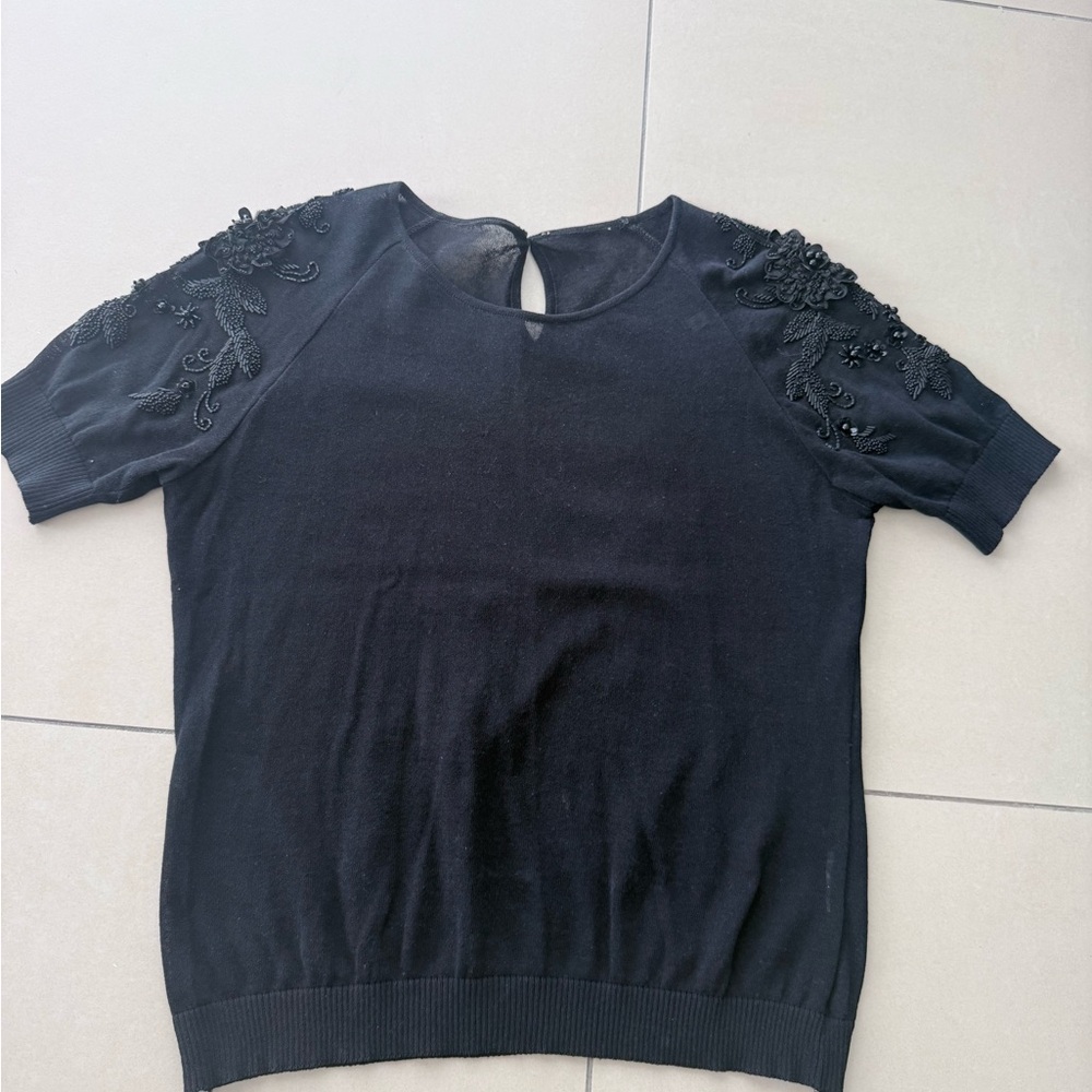 Chic Black Embroidered Women's Blouse
